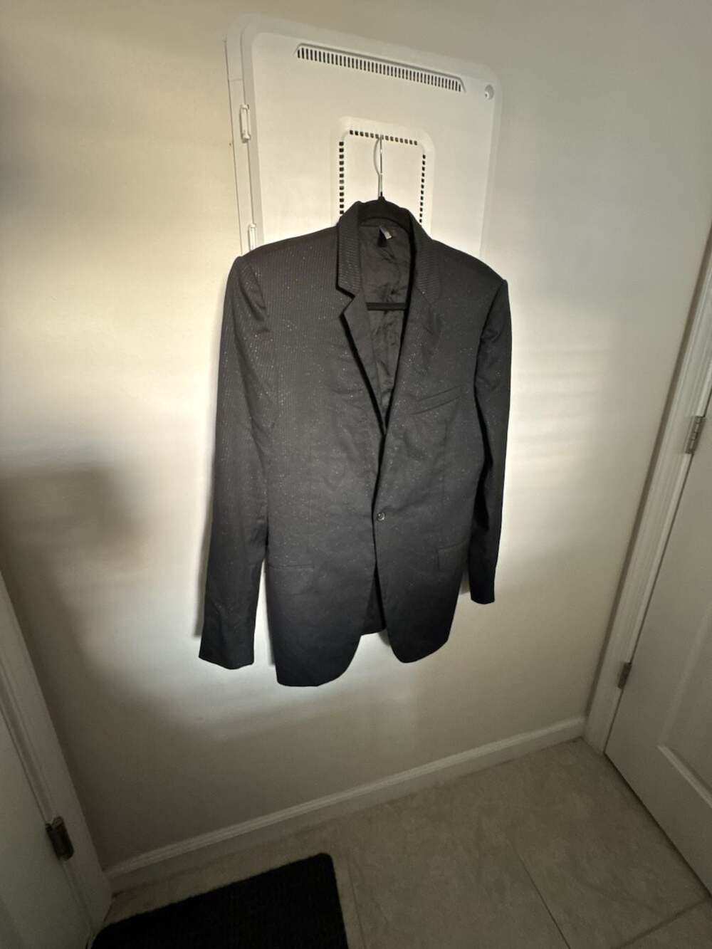Dior Homme Runway Black Pinstripe Glitter Sparkle Wool Suit Set